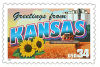 Image of the Kansas state 34 cent postage stamp.