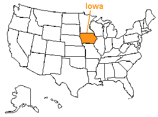 Location of Iowa in the United States