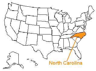 Location of North Carolina in the United States