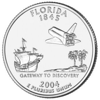 Reverse coin side (tails) of the Florida quarter.