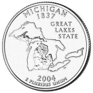 Reverse coin side (tails) of the Michigan quarter.
