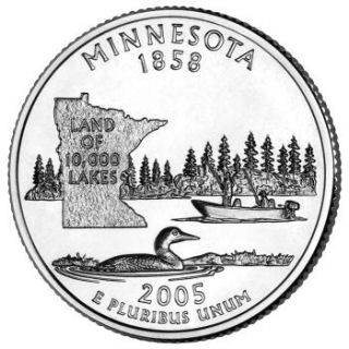 Reverse coin side (tails) of the Minnesota quarter.