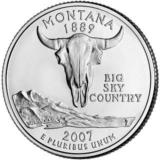 Reverse coin side (tails) of the Montana quarter. Reverse coin side (tails) of the Montana quarter.