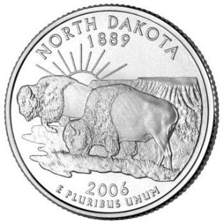 Reverse coin side (tails) of the North Dakota quarter.