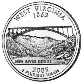 Reverse coin side (tails) of the West Virginia quarter.