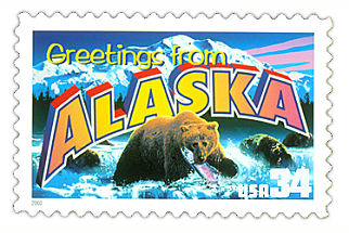 34 cent Alaska state stamp.