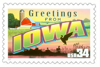 34 cent Iowa state stamp.