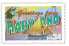 34 cent Greetings from America commemorative stamp of Maryland state.