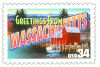 34 cent Greetings from America commemorative stamp of Massachusetts state.