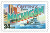 34 cent Greetings from America commemorative stamp of Michigan state.