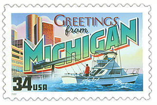 34 cent Michigan state stamp.