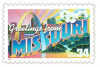 34 cent Greetings from America commemorative stamp of Missouri state.