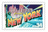 34 cent Greetings from America commemorative stamp of New York state.