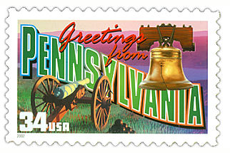 34 cent Pennsylvania state stamp.