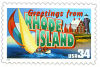 34 cent Greetings from America commemorative stamp of Rhode Island state.