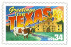 34 cent Greetings from America commemorative stamp of Texas state.