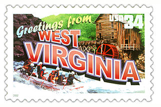 34 cent West Virginia state stamp.