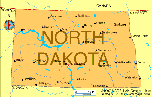 Map of North Dakota